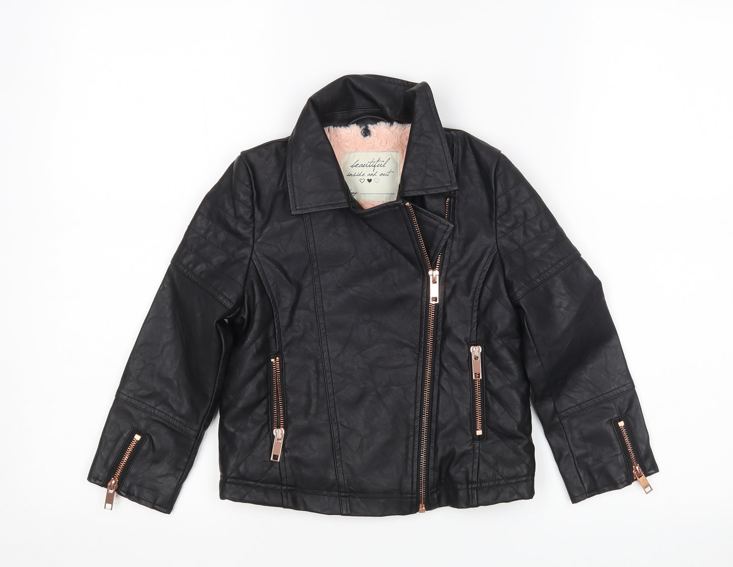 Matalan Girls Black   Biker Jacket Size 6 Years