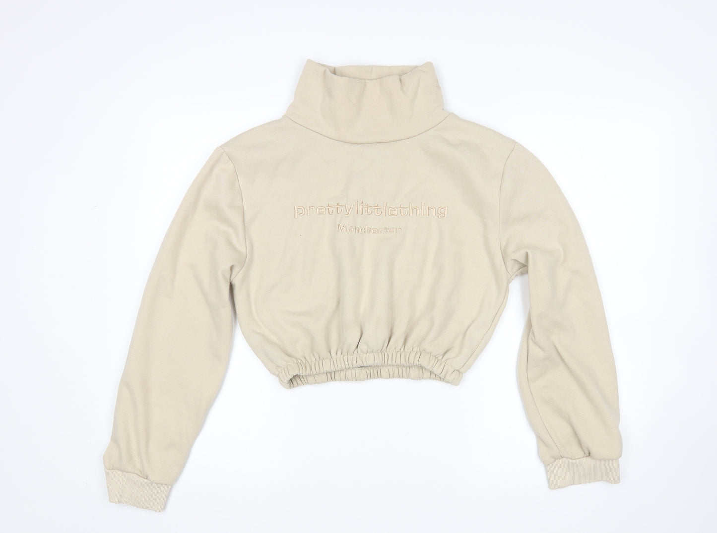 PRETTYLITTLETHING Womens Beige   Pullover Sweatshirt Size M  - Cropped