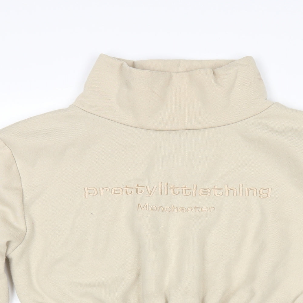 PRETTYLITTLETHING Womens Beige   Pullover Sweatshirt Size M  - Cropped
