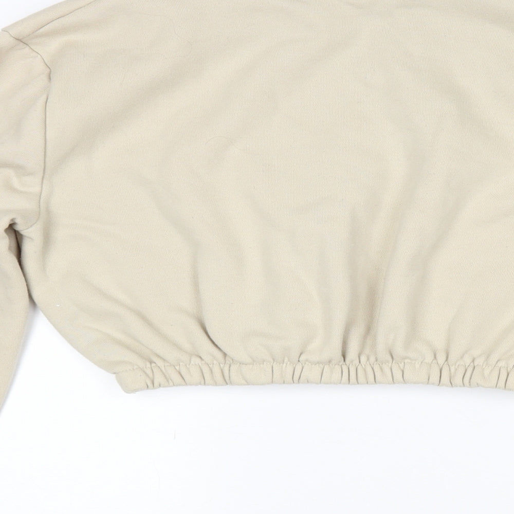 PRETTYLITTLETHING Womens Beige   Pullover Sweatshirt Size M  - Cropped
