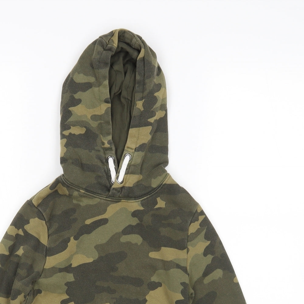 M&S Boys Green Camouflage  Pullover Hoodie Size 7-8 Years