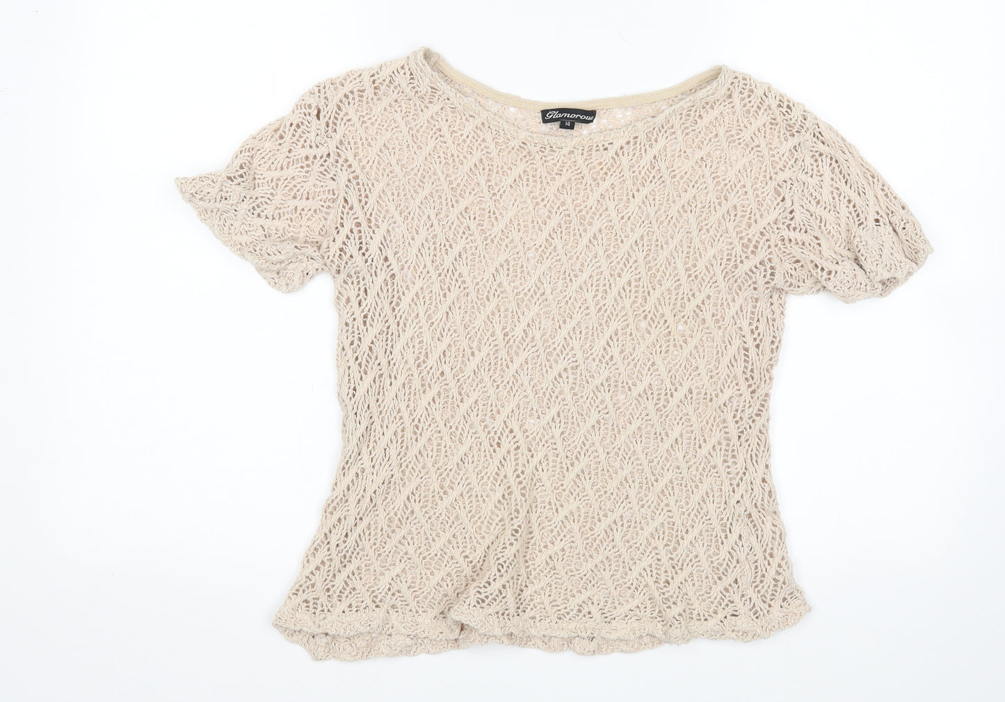 Glamourous Womens Beige   Pullover Jumper Size 14