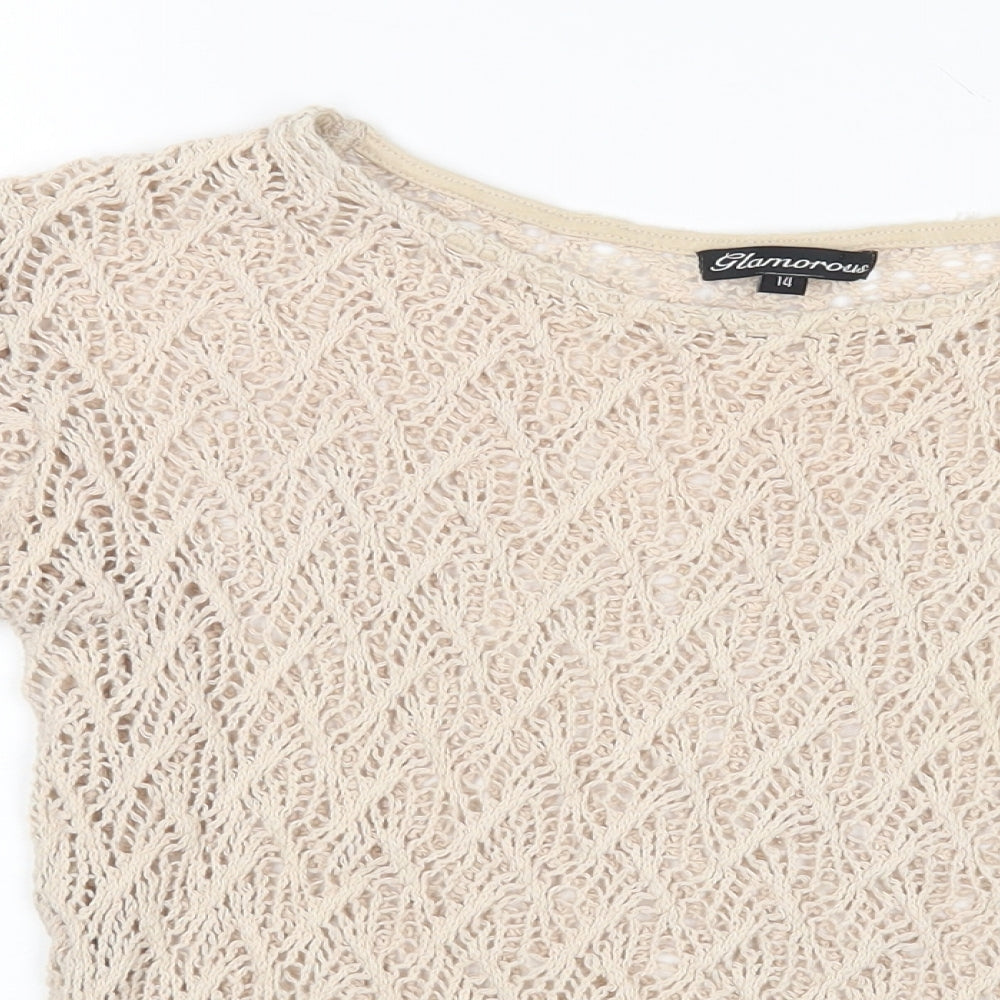 Glamourous Womens Beige   Pullover Jumper Size 14