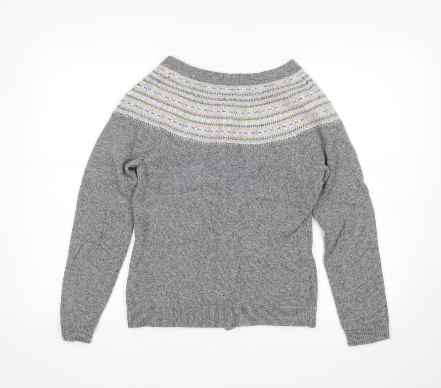 Cambridge Womens Grey Striped  Cardigan Jumper Size M