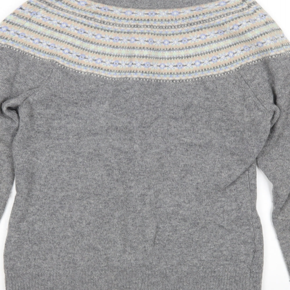 Cambridge Womens Grey Striped  Cardigan Jumper Size M