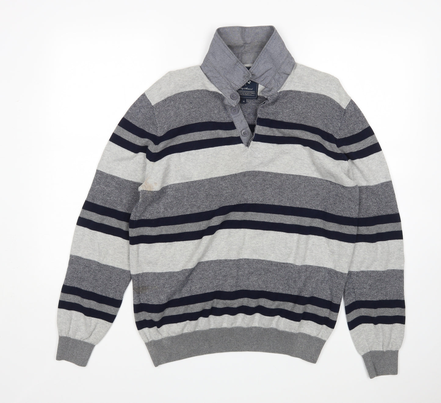 BHS Mens Multicoloured Striped  Pullover Jumper Size M