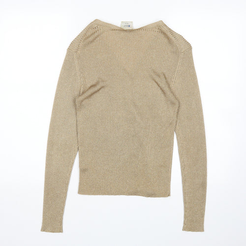 NEXT Womens Gold   Cardigan Jumper Size 14