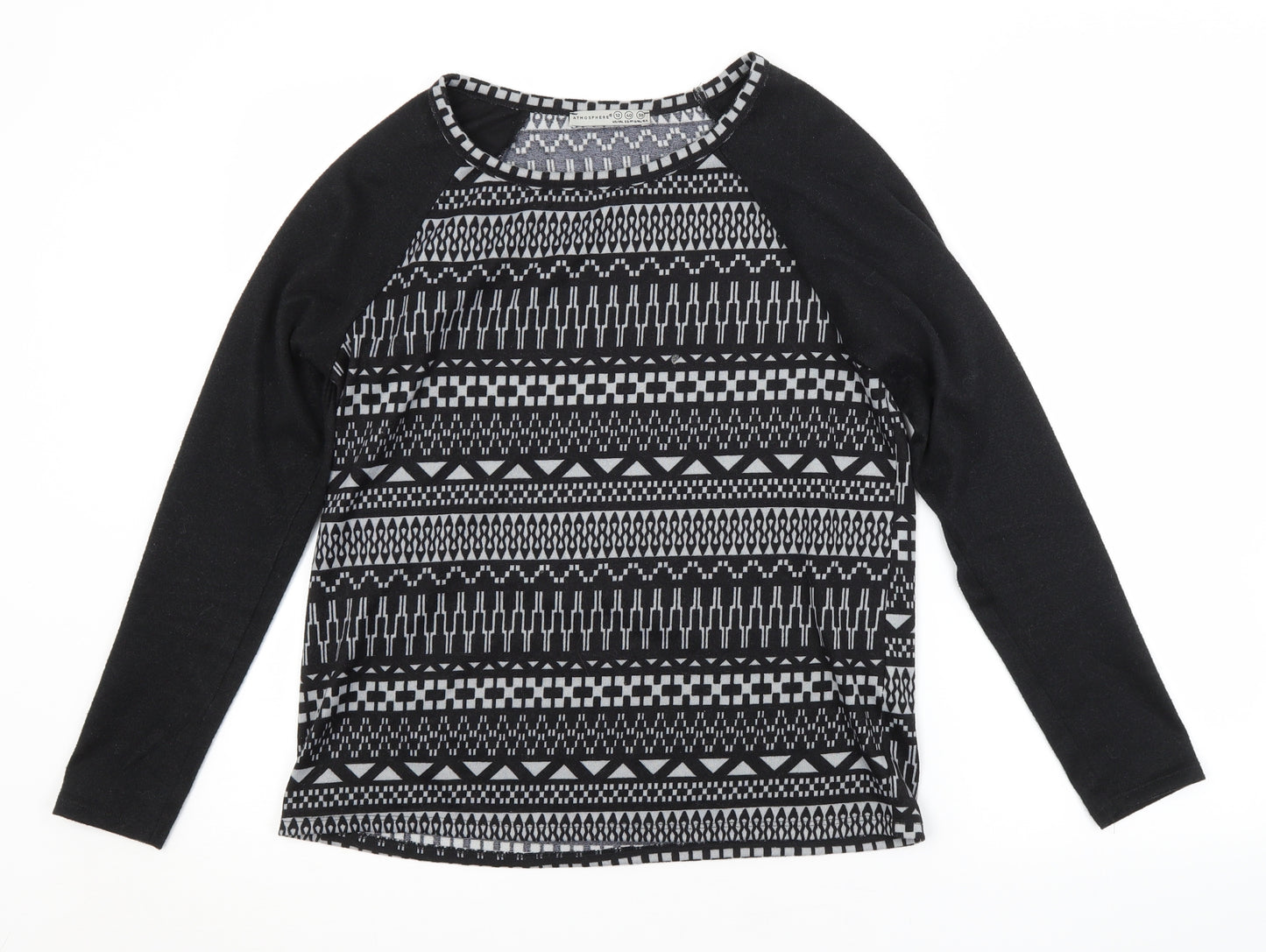 Atmosphere Womens Black Argyle/Diamond  Pullover Jumper Size 12