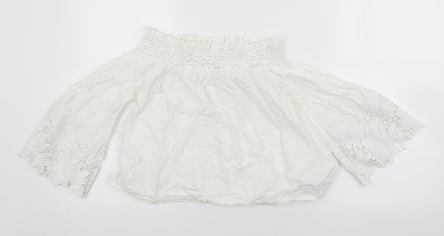 New Look Womens White Floral  Basic Blouse Size 8
