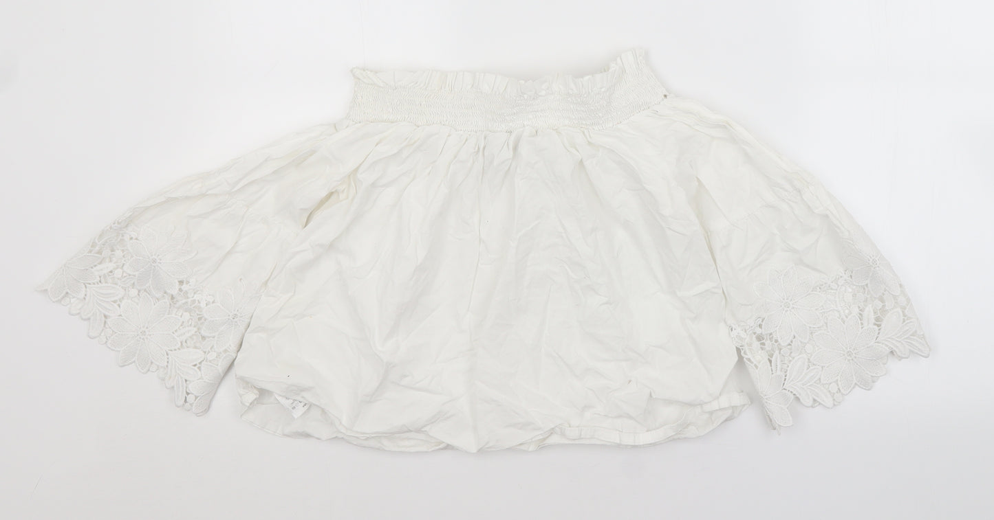 New Look Womens White Floral  Basic Blouse Size 8