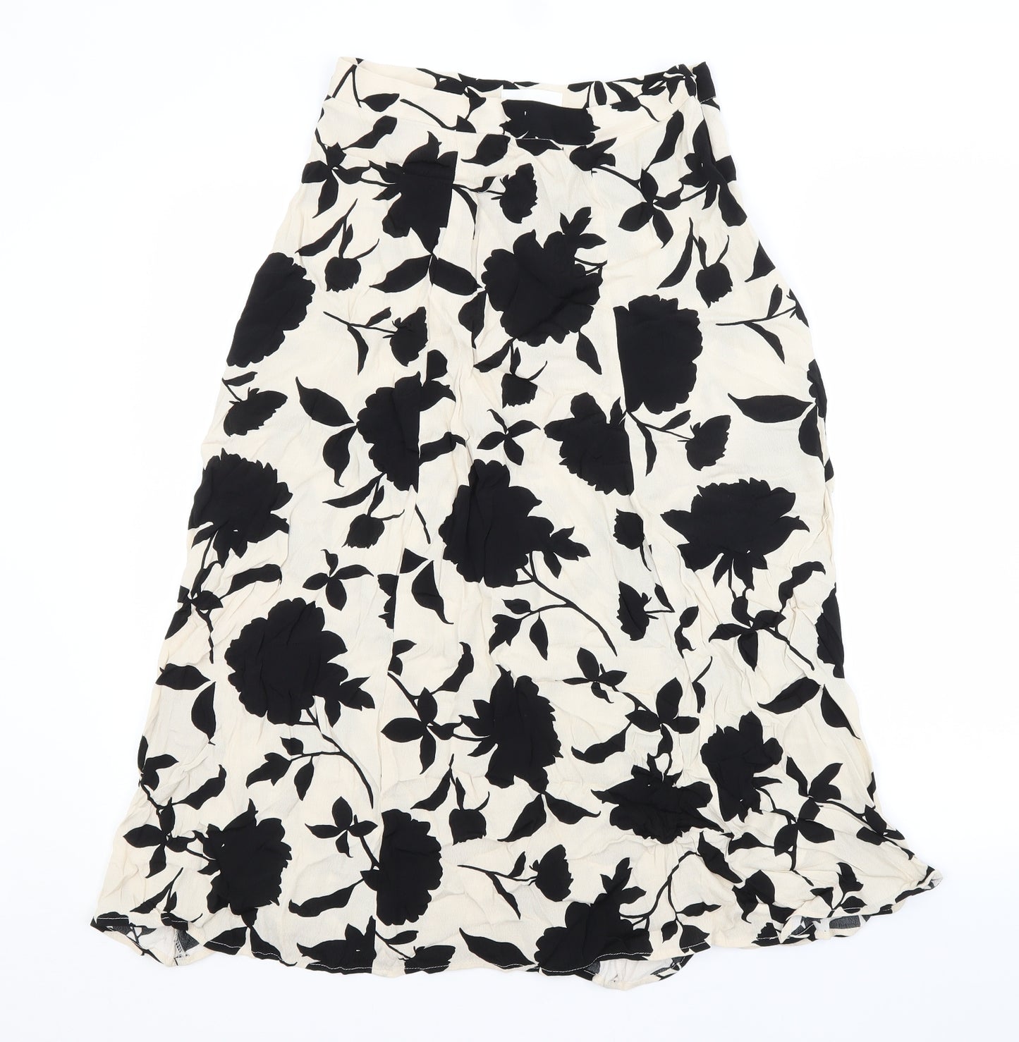 H&M Womens Beige Floral  A-Line Skirt Size 10