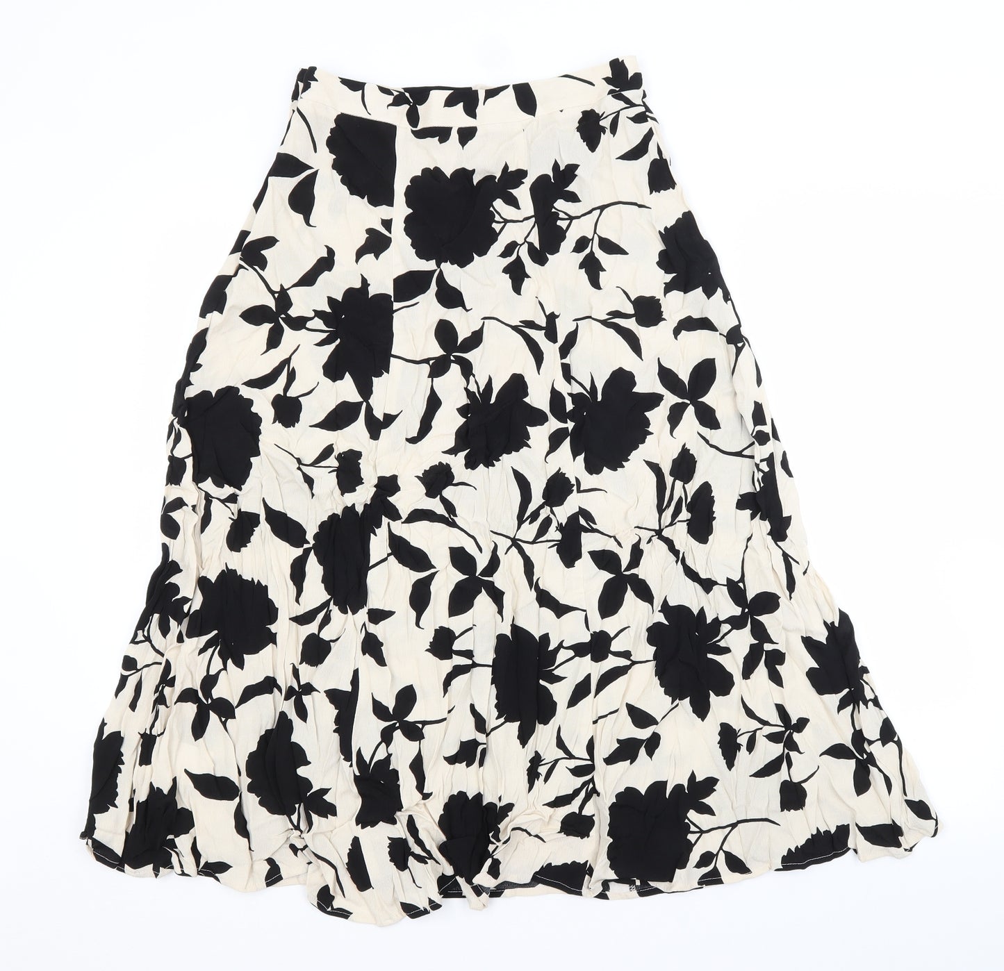 H&M Womens Beige Floral  A-Line Skirt Size 10
