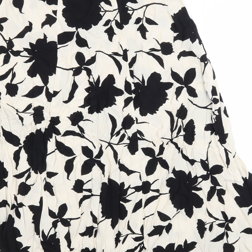 H&M Womens Beige Floral  A-Line Skirt Size 10