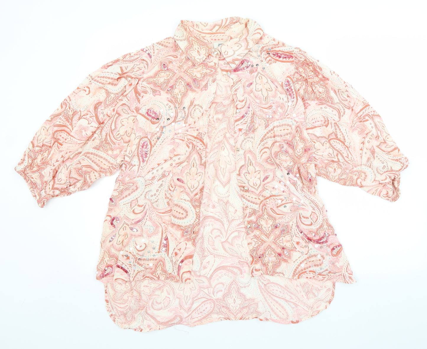 River Island Womens Multicoloured Paisley  Basic Button-Up Size 14
