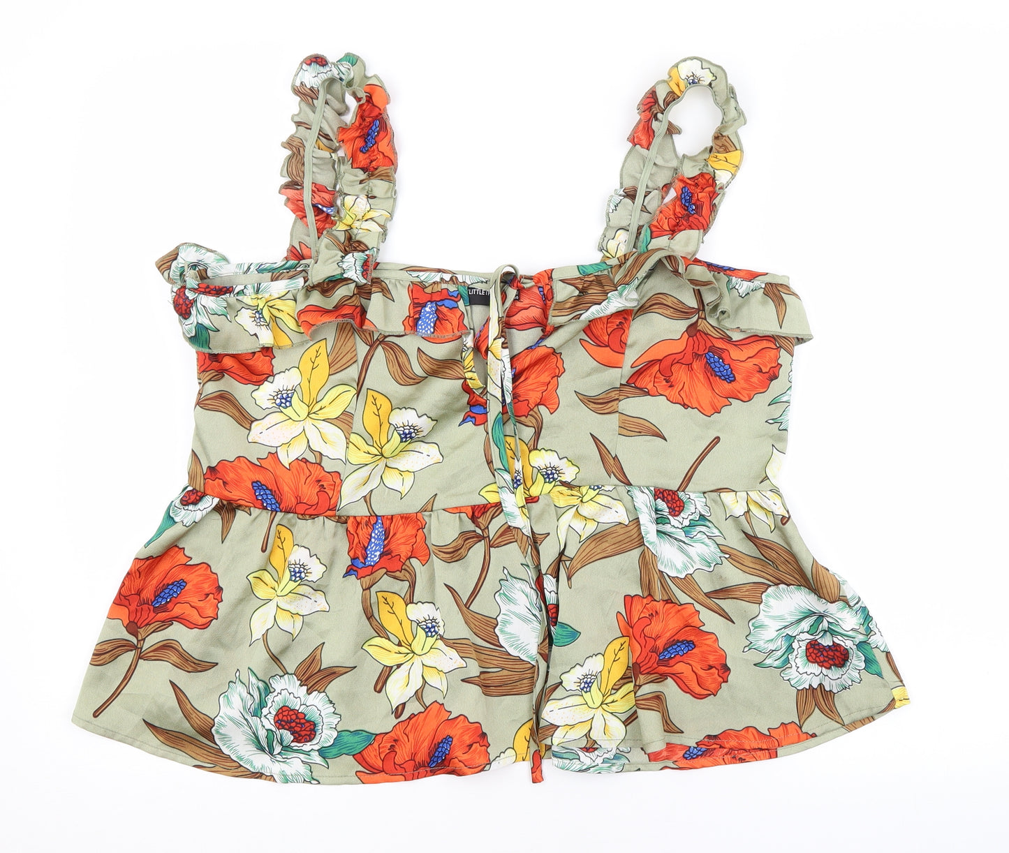 PRETTYLITTLETHING Womens Green Floral  Basic Blouse Size 16