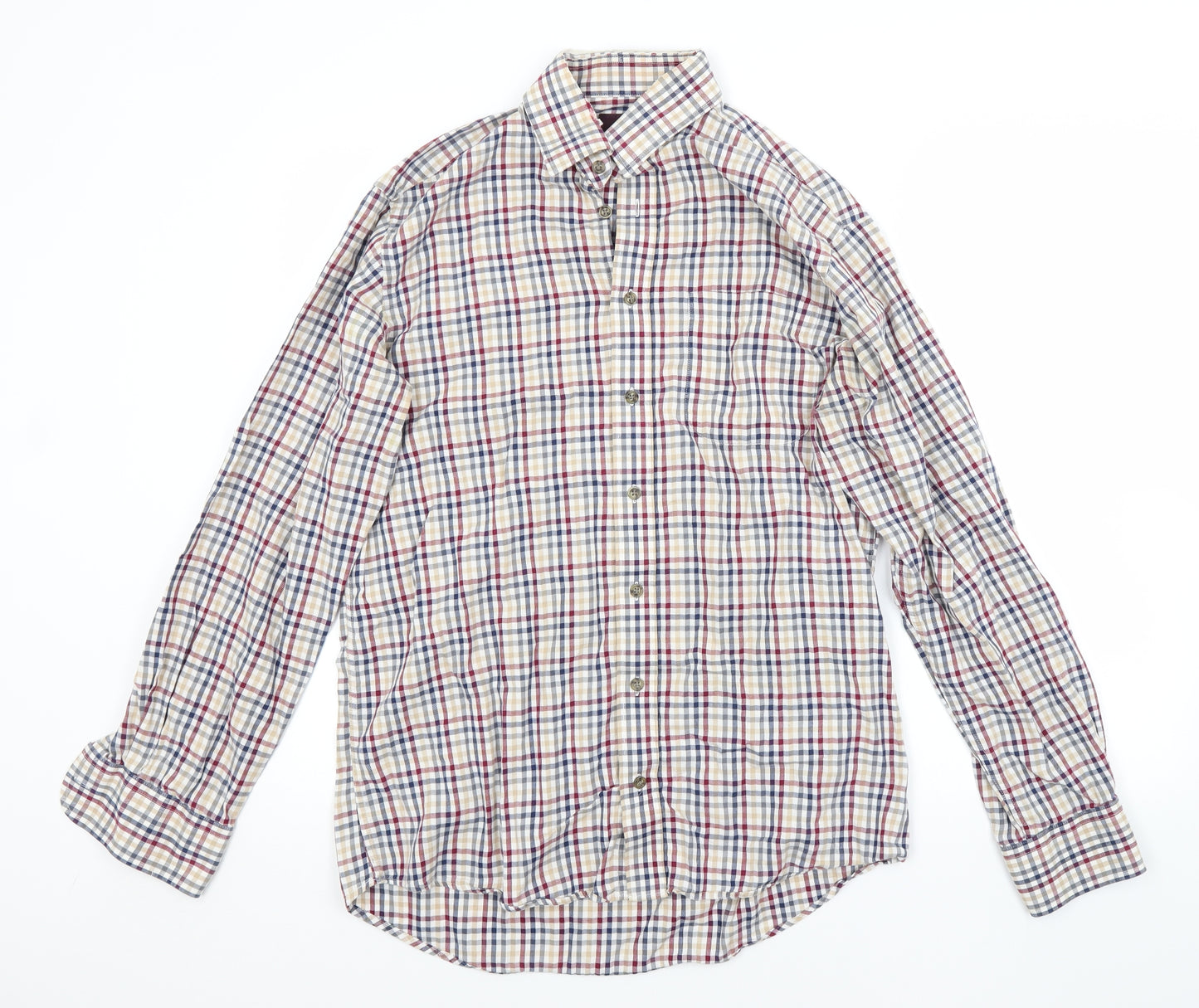 M&S Mens Multicoloured Check   Button-Up Size 15.5