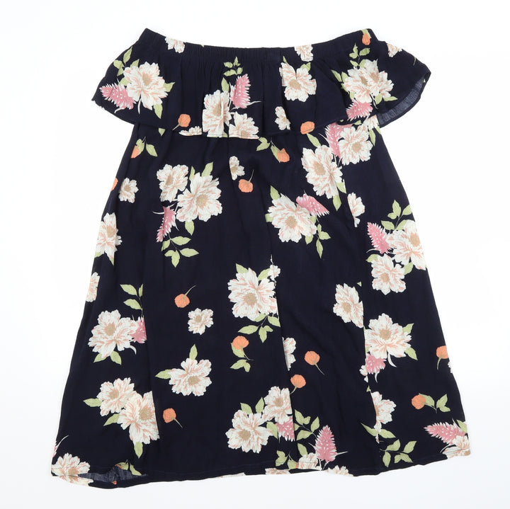 Dorothy Perkins Womens Blue Floral A-Line Size 14