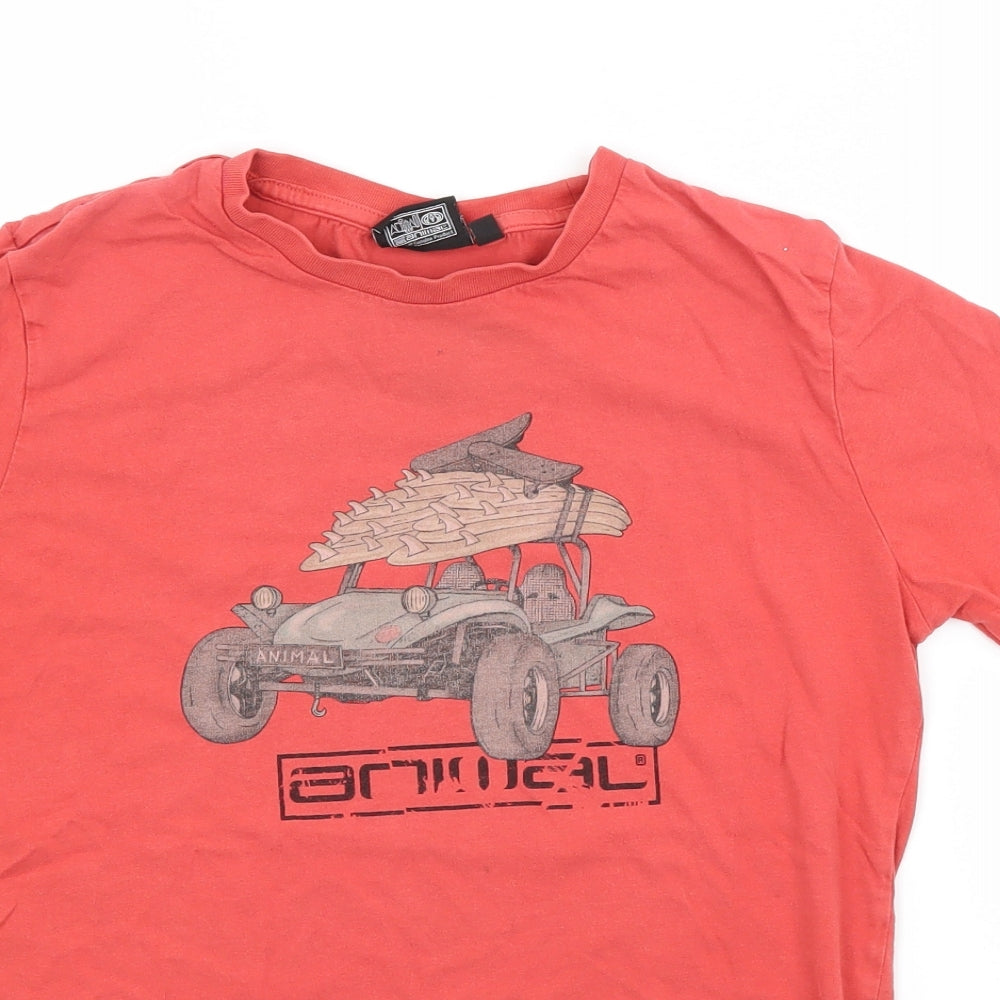 Animal Boys Red   Basic T-Shirt Size 9-10 Years