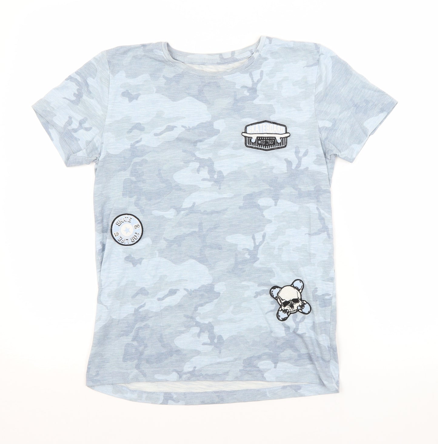 M&CO. Boys Blue Camouflage  Basic T-Shirt Size 12-13 Years
