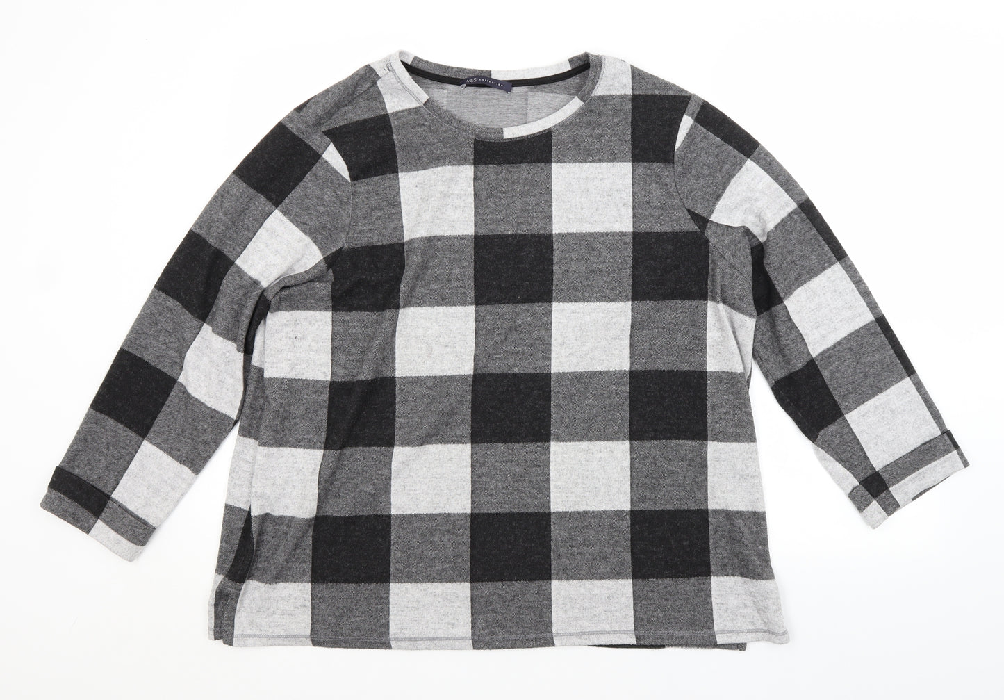 M&S Womens Grey Check  Pullover Jumper Size 22