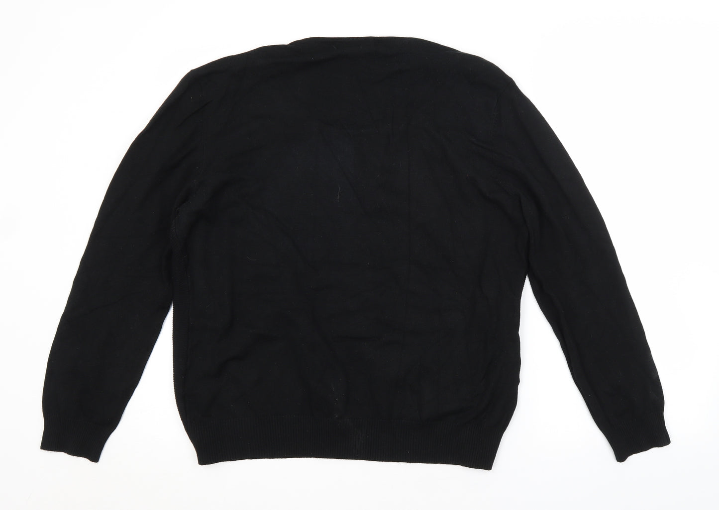 JUST ELEGANCE Womens Black Striped  Cardigan Jumper Size XL