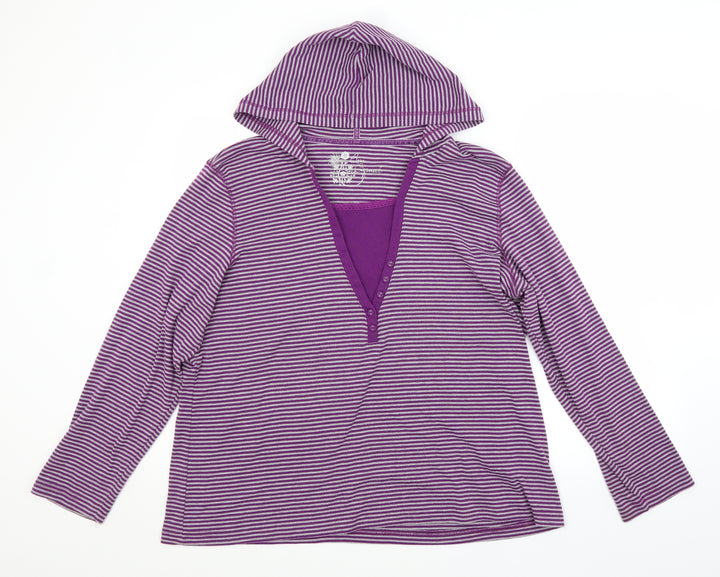 BM Womens Purple Striped  Pullover Hoodie Size XL