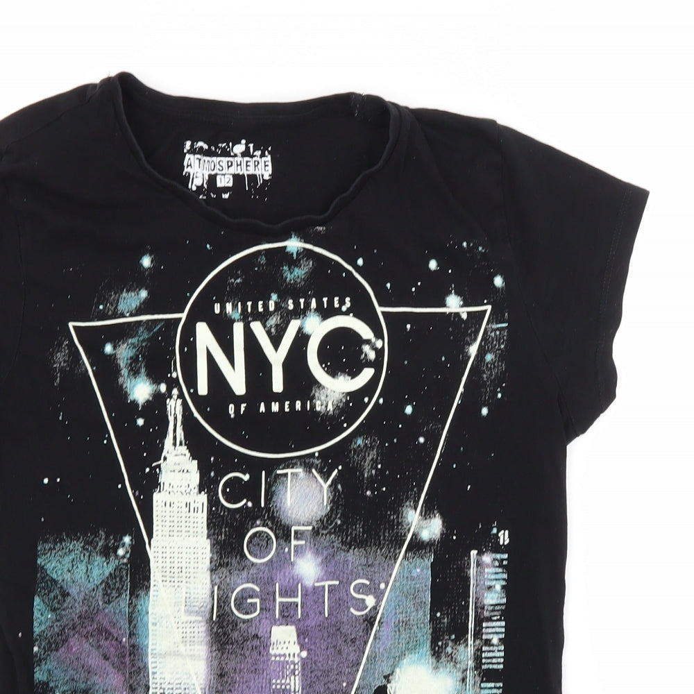 Atmosphere Womens Black   Basic T-Shirt Size 12