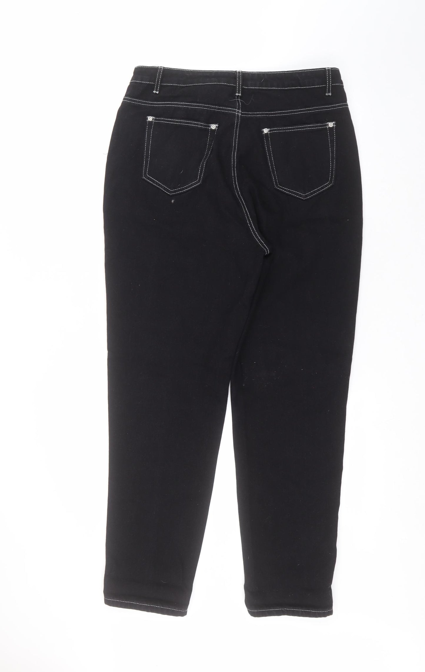 PRETTYLITTLETHING Womens Black   Straight Jeans Size 12 L28 in