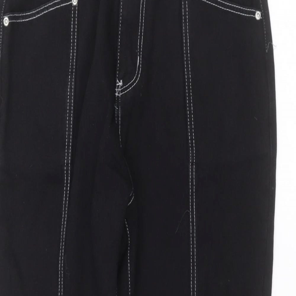 PRETTYLITTLETHING Womens Black   Straight Jeans Size 12 L28 in