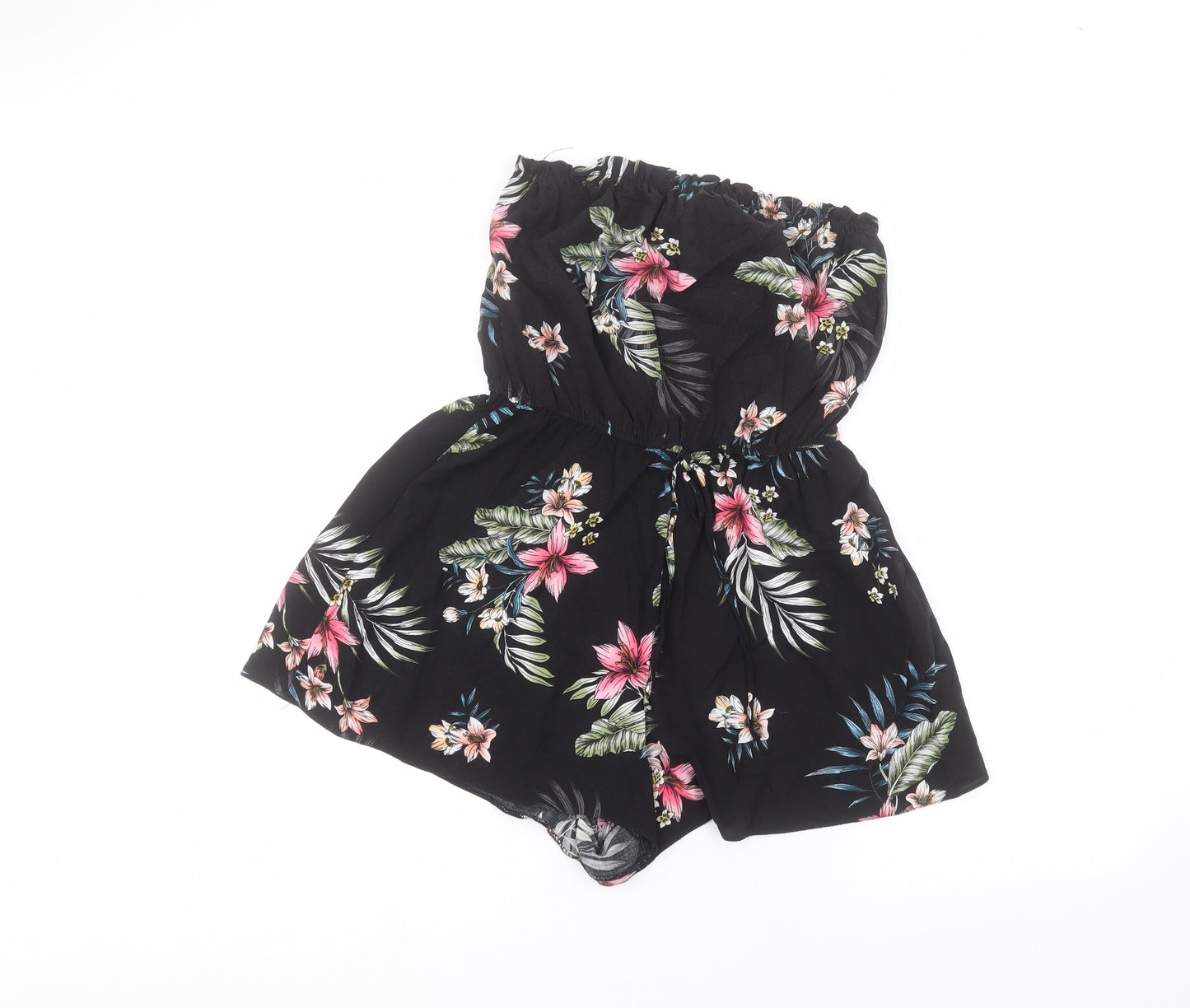 New Look Womens Black Floral  Playsuit One-Piece Size 12