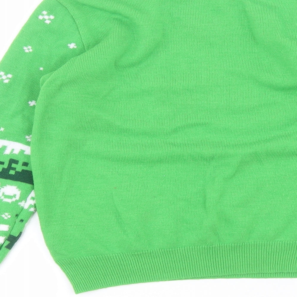 Primark Boys Green   Pullover Jumper Size 11-12 Years  - Minecraft