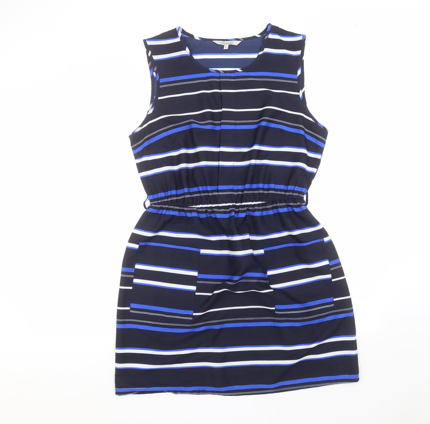 Peacocks Womens Blue Striped  A-Line  Size 12