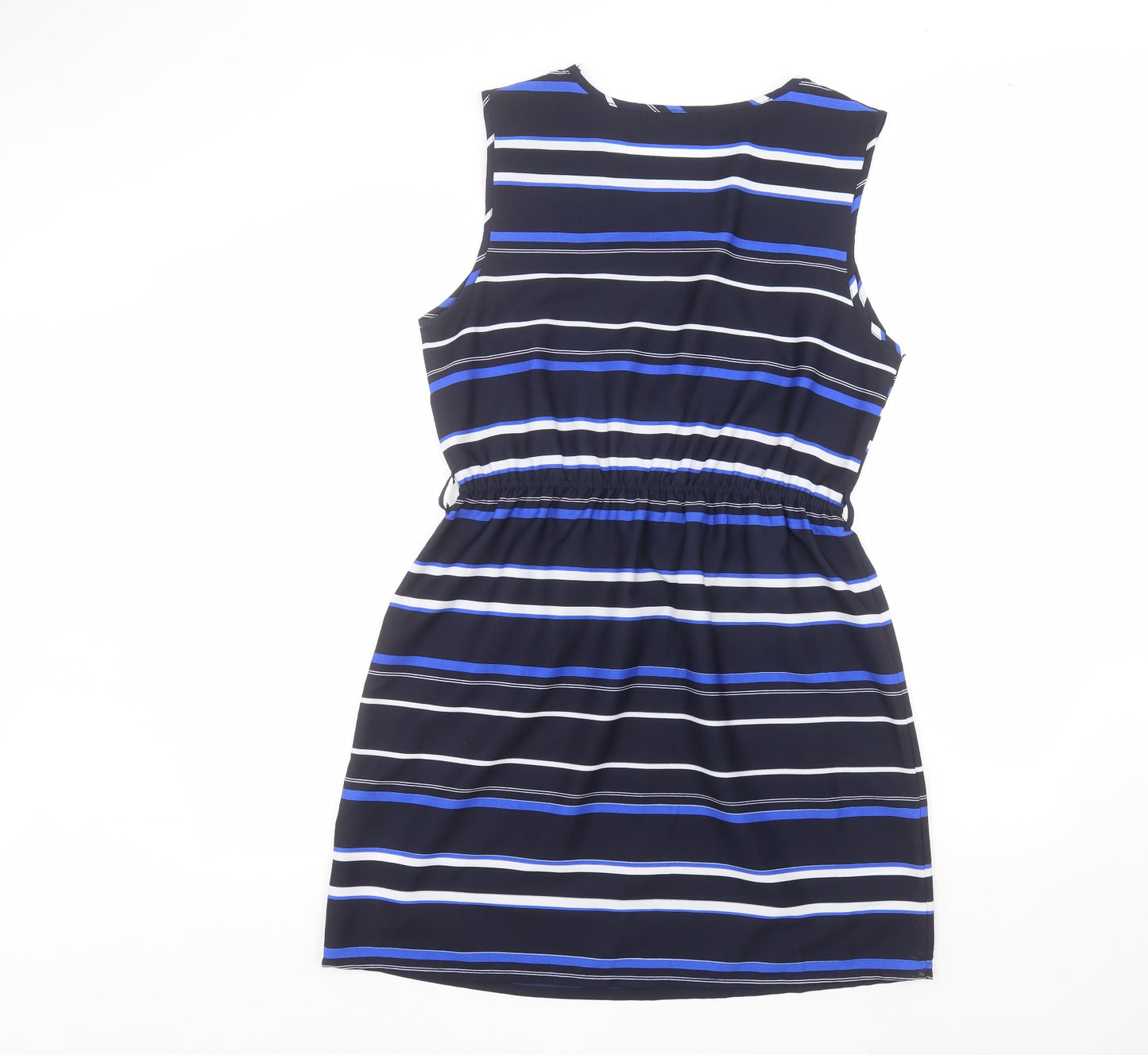Peacocks Womens Blue Striped  A-Line  Size 12
