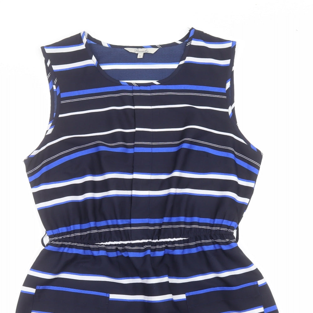 Peacocks Womens Blue Striped  A-Line  Size 12