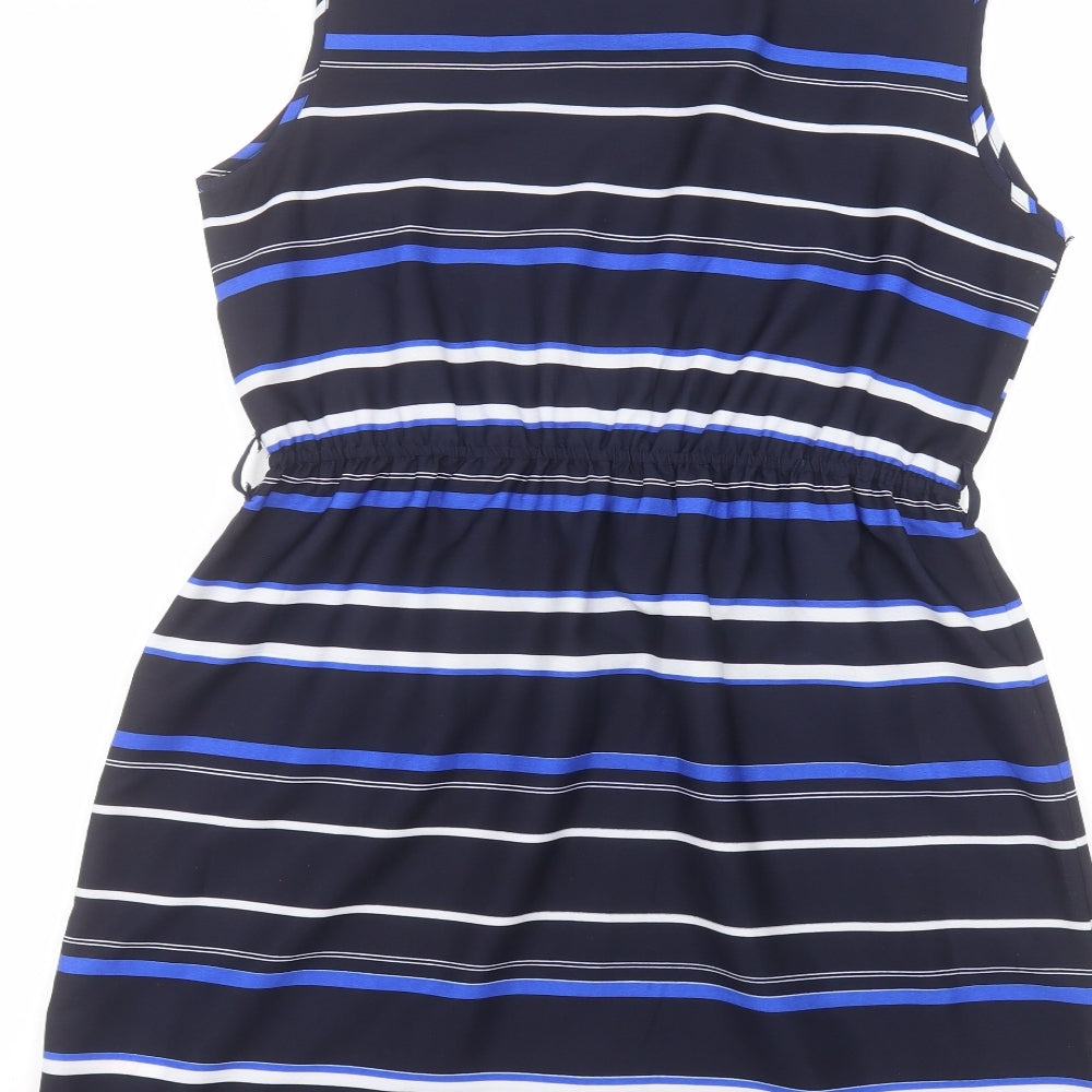 Peacocks Womens Blue Striped  A-Line  Size 12