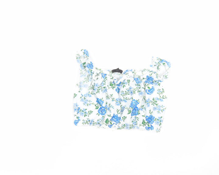 Topshop Womens White Floral  Basic Blouse Size 12