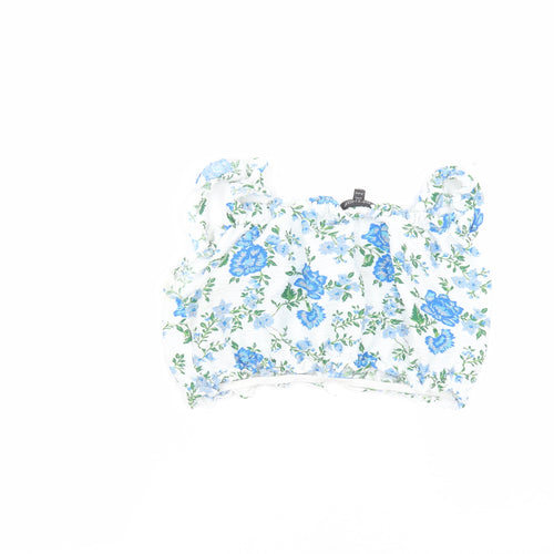 Topshop Womens White Floral  Basic Blouse Size 12