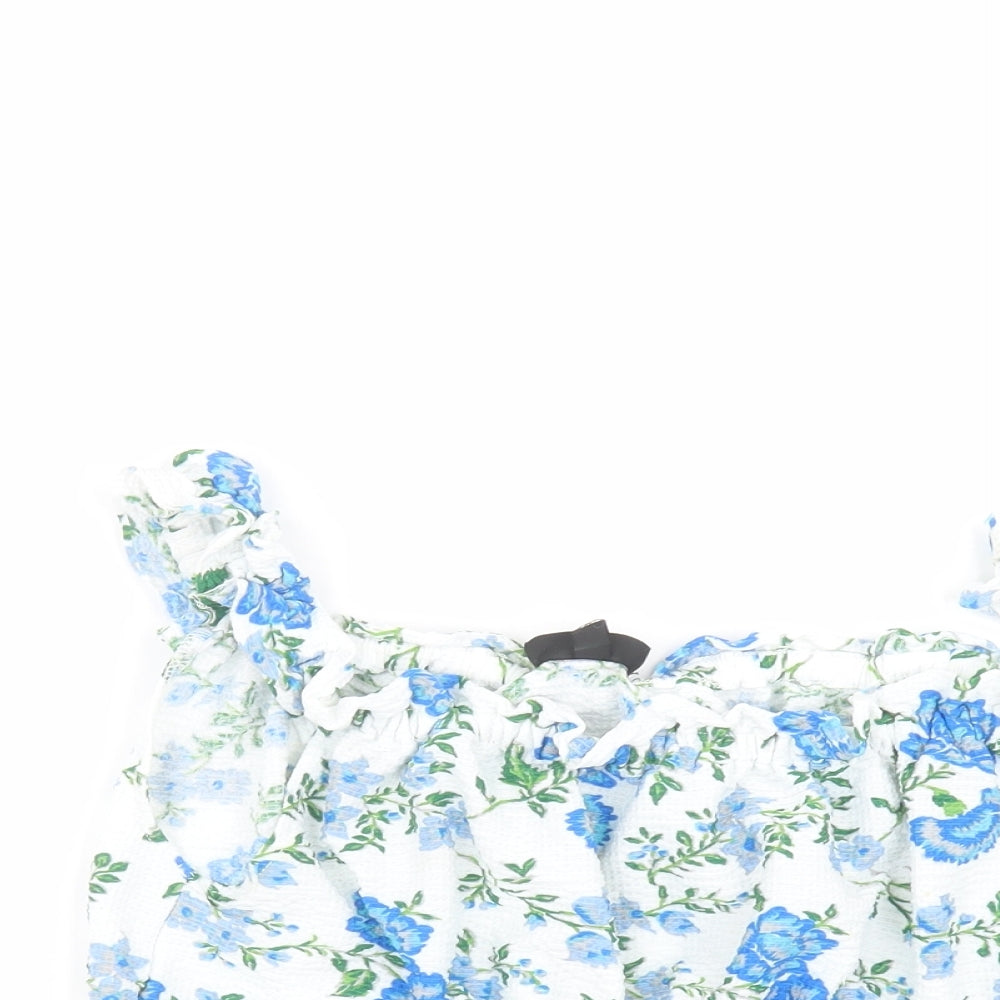 Topshop Womens White Floral  Basic Blouse Size 12