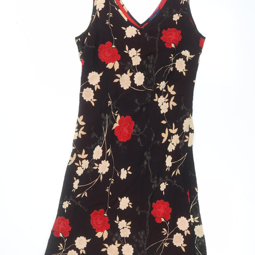 Debinhams Womens Black Floral  A-Line  Size 14