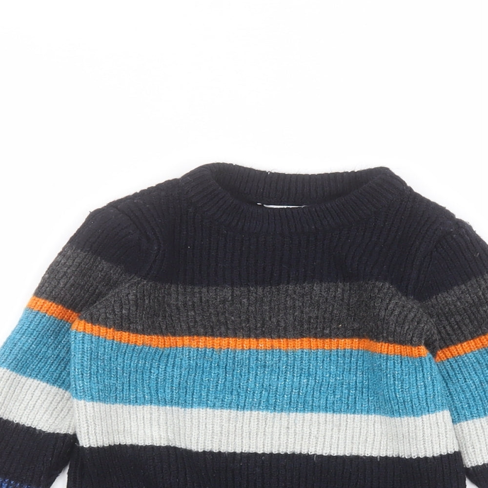 Marks and Spencer Baby Blue Striped  Pullover Jumper Size 24 Months