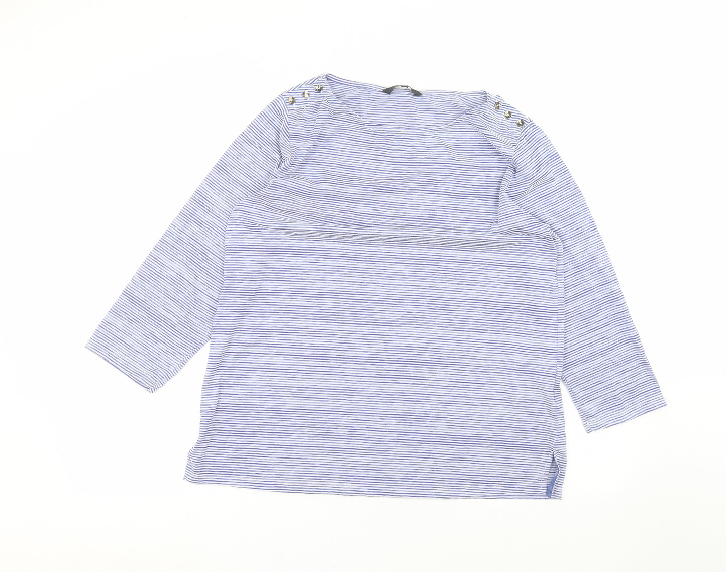 Jasper Conran Womens Blue Striped  Basic T-Shirt Size 18