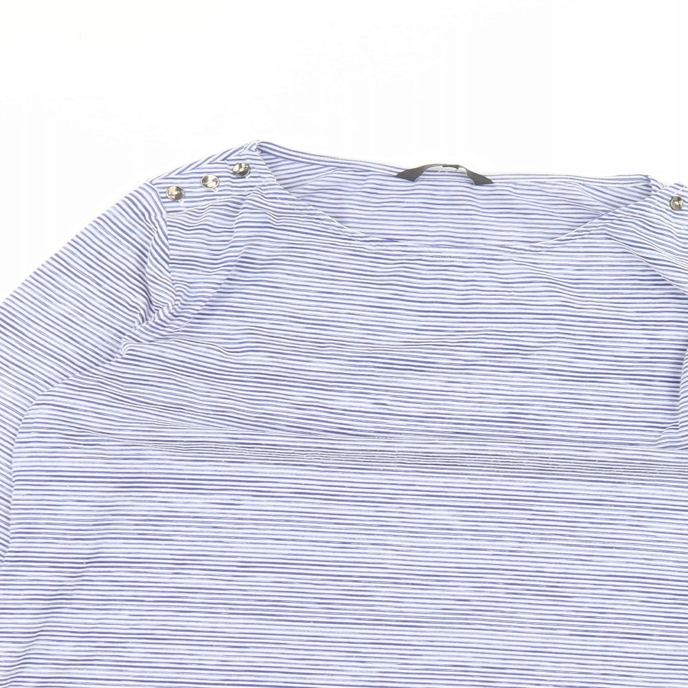 Jasper Conran Womens Blue Striped  Basic T-Shirt Size 18
