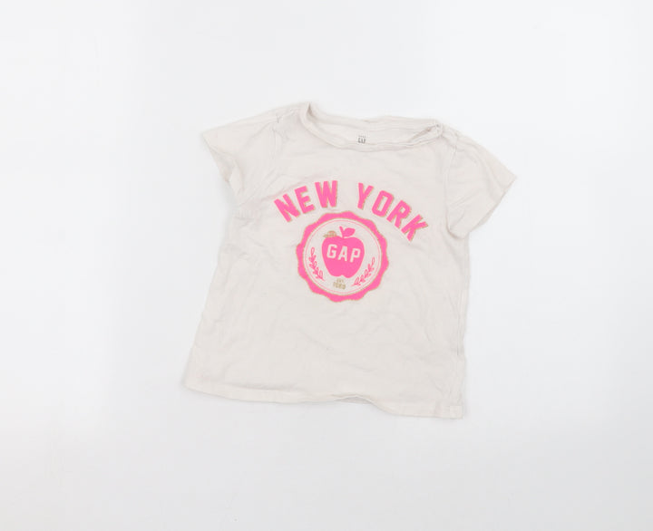 Gap Girls White   Basic T-Shirt Size 4 Years