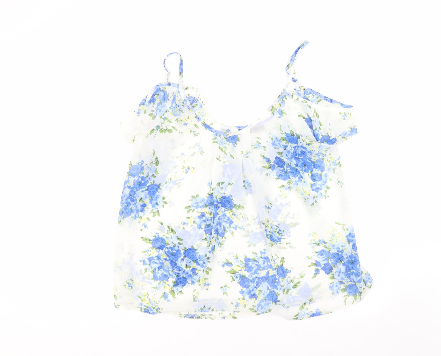 Boohoo Womens White Floral  Basic T-Shirt Size 10
