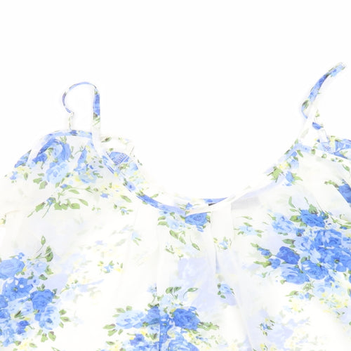 Boohoo Womens White Floral  Basic T-Shirt Size 10