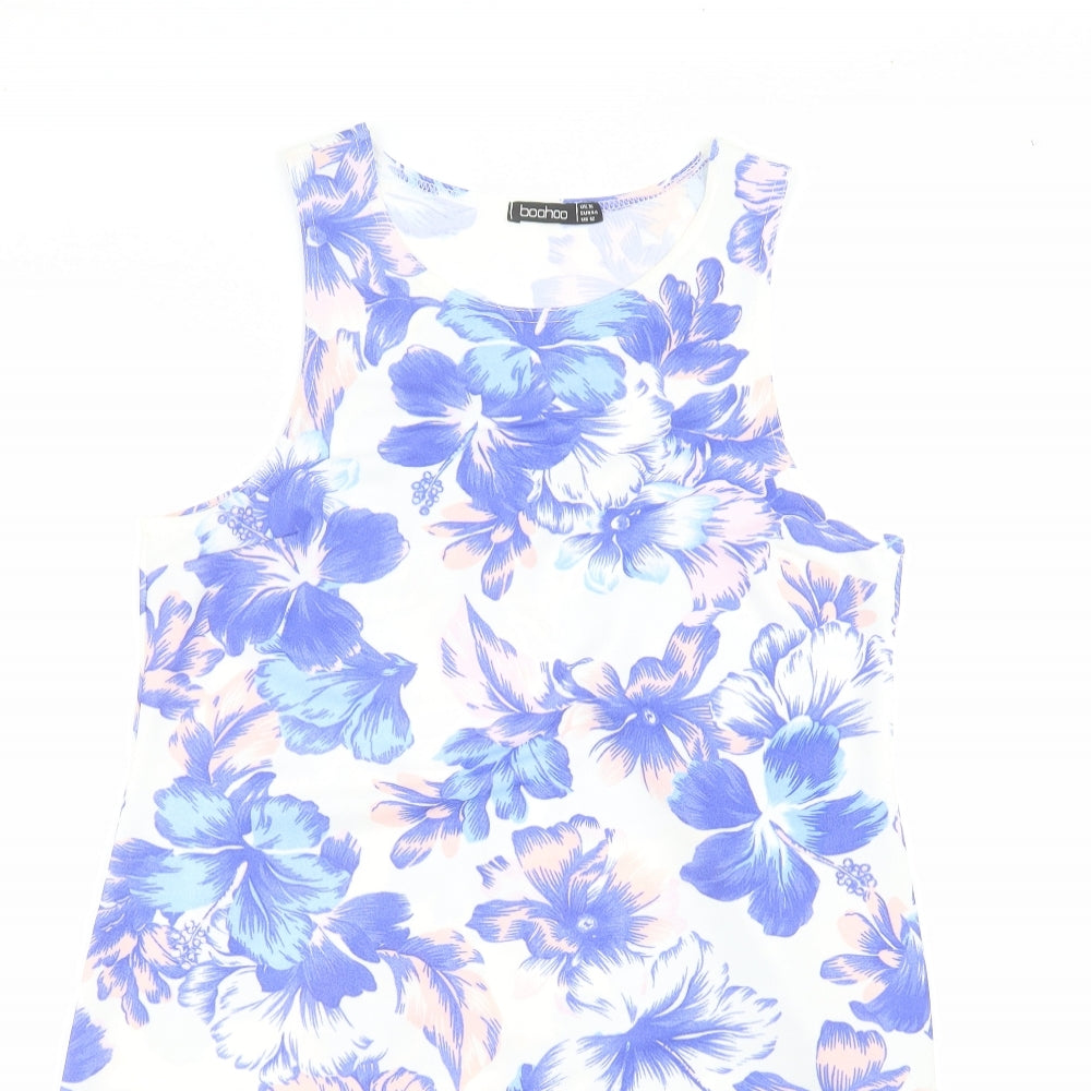 Boohoo Womens White Floral  A-Line  Size 16