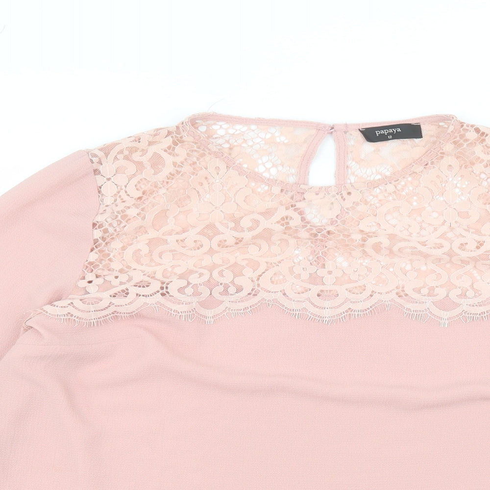 Papaya Womens Pink   Basic Blouse Size 12