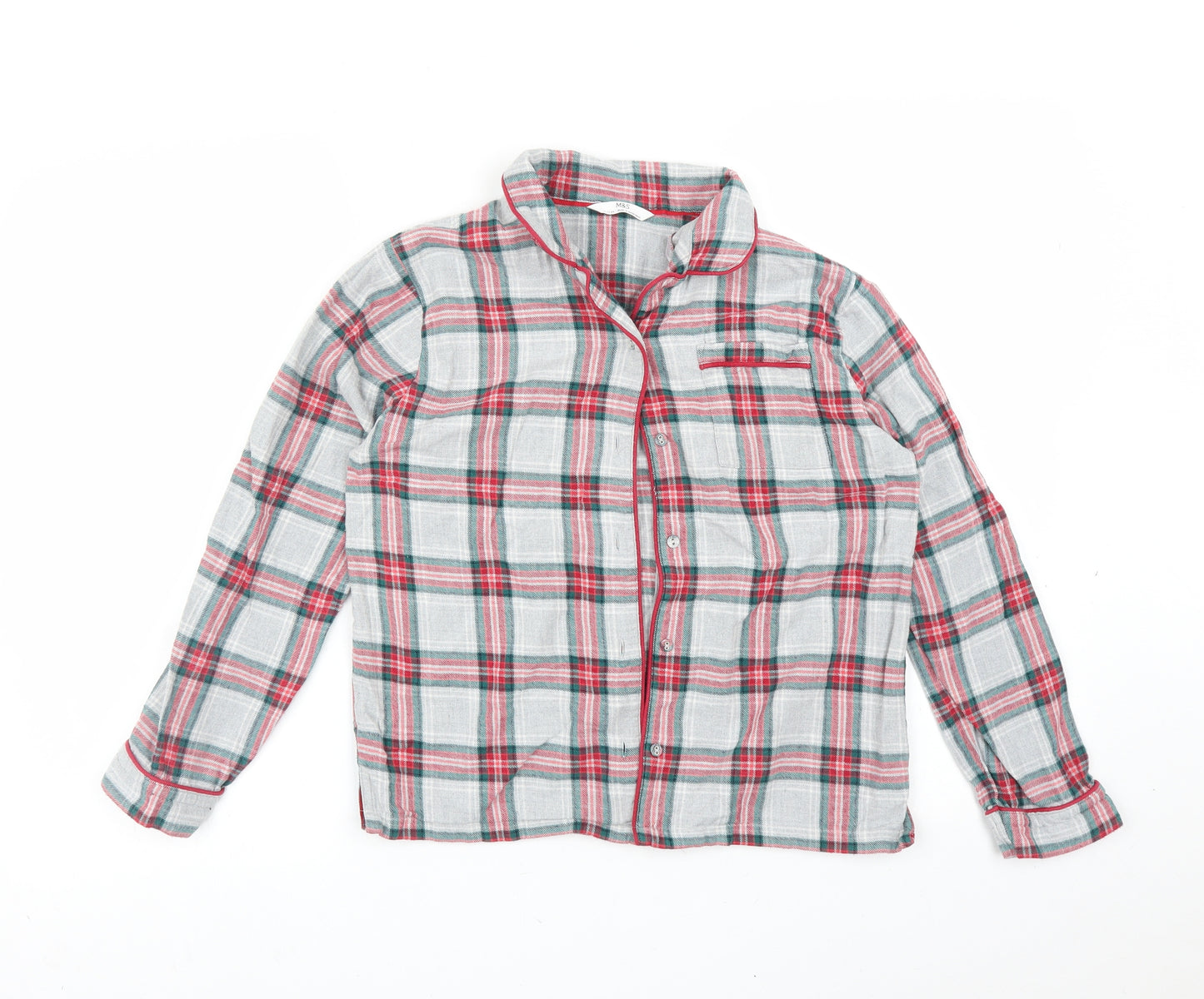 M&S Girls Multicoloured Check   Pyjama Top Size 11-12 Years
