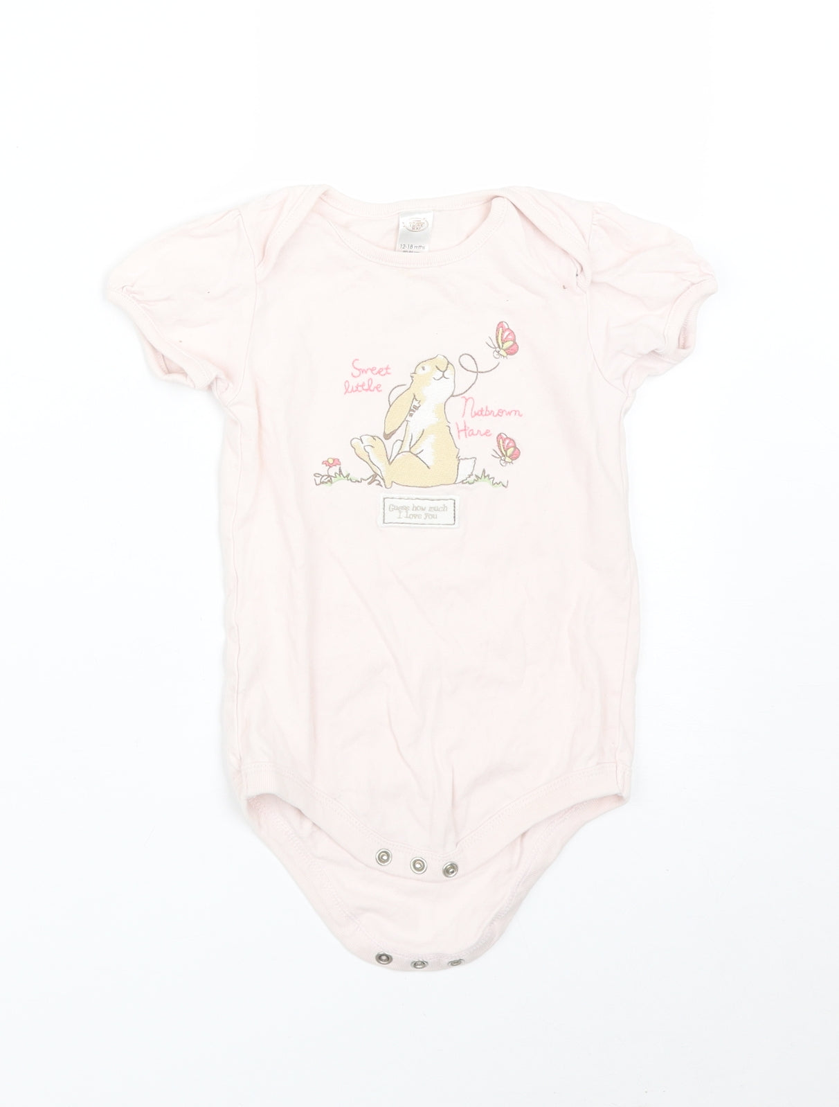 TU Baby Pink   Babygrow One-Piece Size 12-18 Months  - Guess how much i love you Rabbit