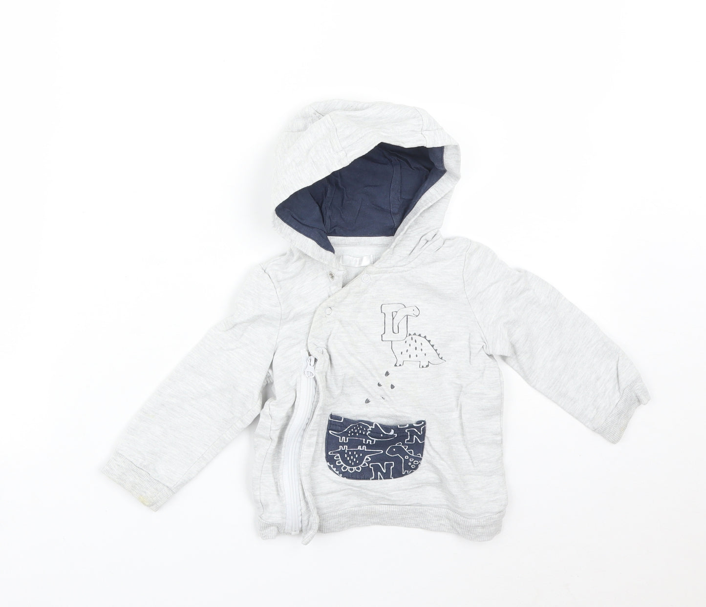 Preworn Baby Grey   Full Zip Jumper Size 12-18 Months  - DINOSAUR
